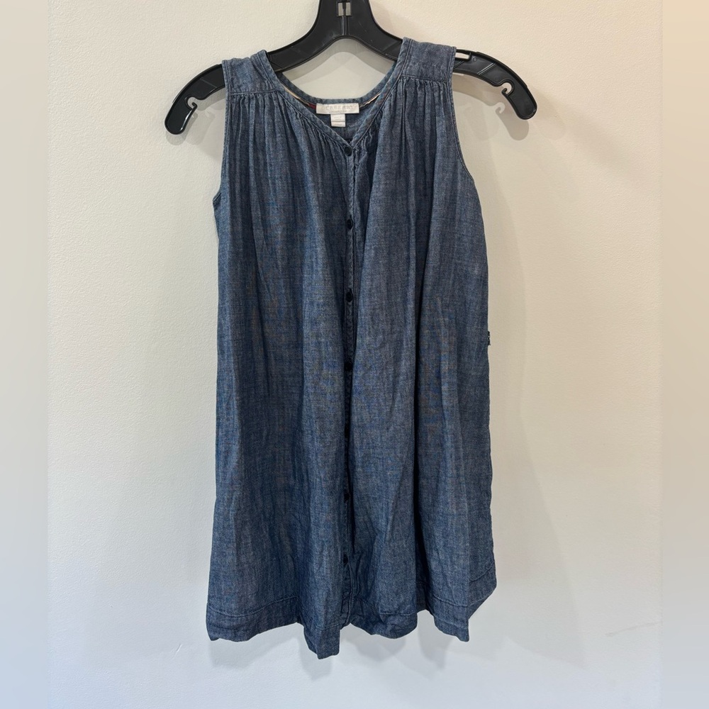 Burberry Denim Chambray Button Front Sleeveless Dress